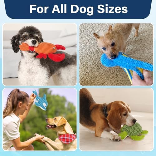 Prime Pets Dog Toys, 5 Pack, Plush Crinkle Squeaky Dog Toys, Durable Stuffed Pet Toy for Small Medium Large Breeds, Puppy Chew Toy, Dog Birthday Gifts