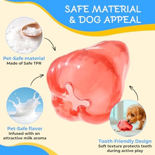 Ruffoo NibbleFru Dog Treat Dispenser Toy, Soft TPR Interactive Puzzle Toy for Boredom Relief & Separation Anxiety, Mental Stimulation Slow Feeder to Keep Small Medium Dogs and Puppies Busy