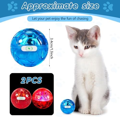 Sratte 2 Pcs Rechargeable Light up Cat Ball Ghost Hunting, Red and Blue