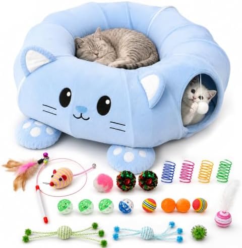 Cat Tunnel Bed with 21 Interactive Toys