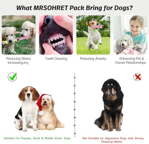 MRSOHRET Puppy Toys, 8 Pack Puppy Chew Toys for Teething, Cute Pink Small Dog Toys Set, Teething Toys for Puppies, Soft Durable Interactive Chew Toy for Small Dogs