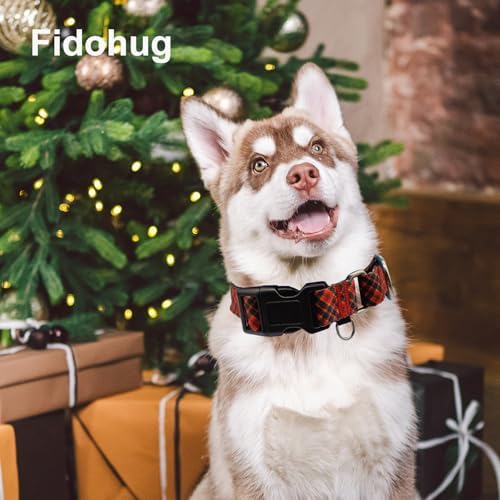Christmas Martingale Collar for Dogs with Buckle, Red Plaid, L