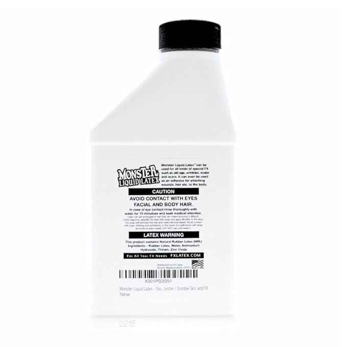 Monster Liquid Latex - Dries CLEAR - Creates Zombie Skin and FX