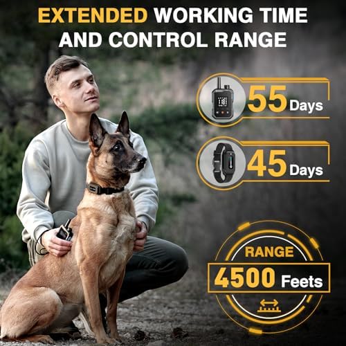 ABBIDOT Shock Collar for Dogs (5-120 lbs)-4500 FT Dog Training Collar with Remote, IPX7 Waterproof with 6 Training Modes, Beep, Vibration, Safe Shock, Enhanced Night Light, Rechargeable E-Collar
