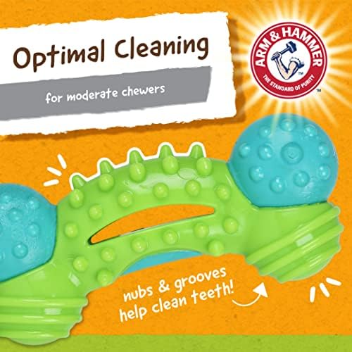 Arm & Hammer for Pets Nubbies Duality Bone Dental Dog Toy| Best Chew Toy for Moderate Chewers | Helps Reduce Plaque & Tartar | Green Apple Flavor Baking Soda (Pack of 2)