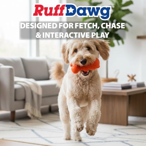 Ruff Dawg Gummy Bear Crunch Dog Toy – (1 pc) Assorted Colors – Loud Crinkle Rubber Fetch Toy with Treat Slot – Bouncy Ruff Flex Shell, Floats – Made in USA