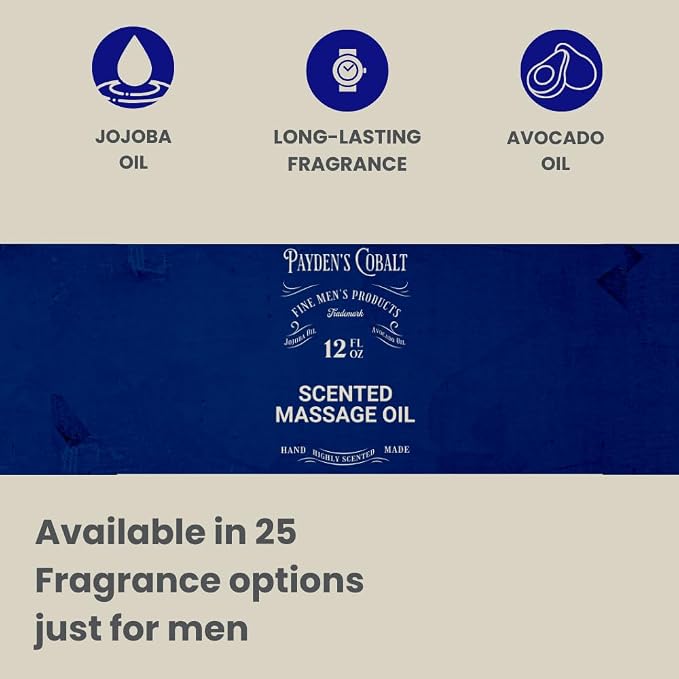 Payden's Cobalt Bay Rum for Men Scented Massage Oil, 12 Oz
