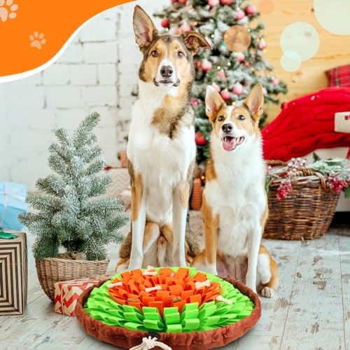 SZEE Snuffle Mat for Dogs, Adjustable Sniffing Mat for Smell Training and Slow Eating, Dog Snuffle Pad for Mental Stimulation and Enrichment, Interactive Toys for Pets (Orange and Green)