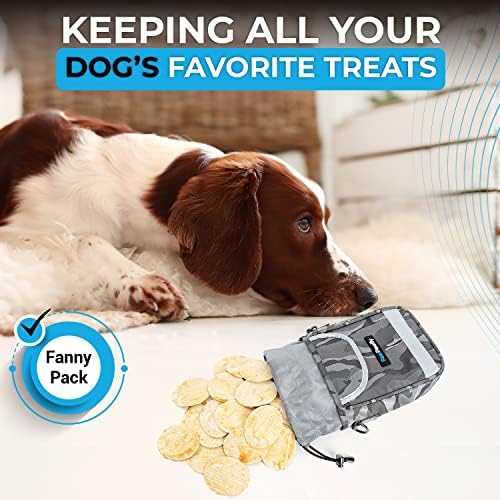 Dog Training Treat Pouch – Treat Bag for Dog Training with Built-in Poop Bag Holder – Waist Dog Training Pouch with Reflective Strips – Fanny Pack for Dog Training