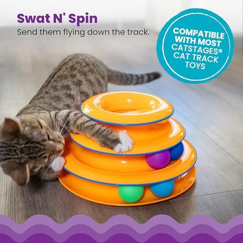 Catstages Replacement Balls for Cat Track Toys, Multicolored, 1.6", 6-Pack | Lightweight Cat Toy Balls, Compatible with Tower of Tracks and Most Catstages Cat Track Toys