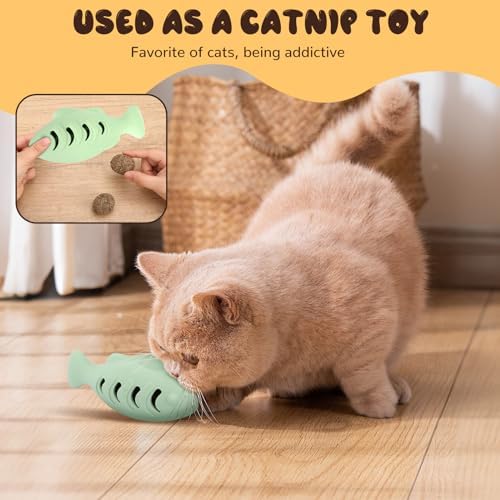 Fish Shape Cat Toys, 3 Pcs Food-Grade Silicone Kicker for Indoor Cats, Could Be Filled with Catnip or Cat Food, Interactive Toys for Kittens and Adult Cats