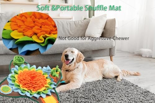 Dogs Snuffle Mat Pet Feeding Mats Puppy Sniffing Pad ,Cat Doggies Interactive Puzzle Toys for Multiple Breeds Encourages Natural Foraging Skills,Training and Stress Release (Orange)