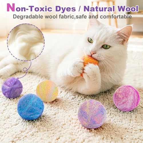 Retro Shaw Catnip Toys Balls with Bell Inside, Wool Yarn Cat Balls, 6 Pack