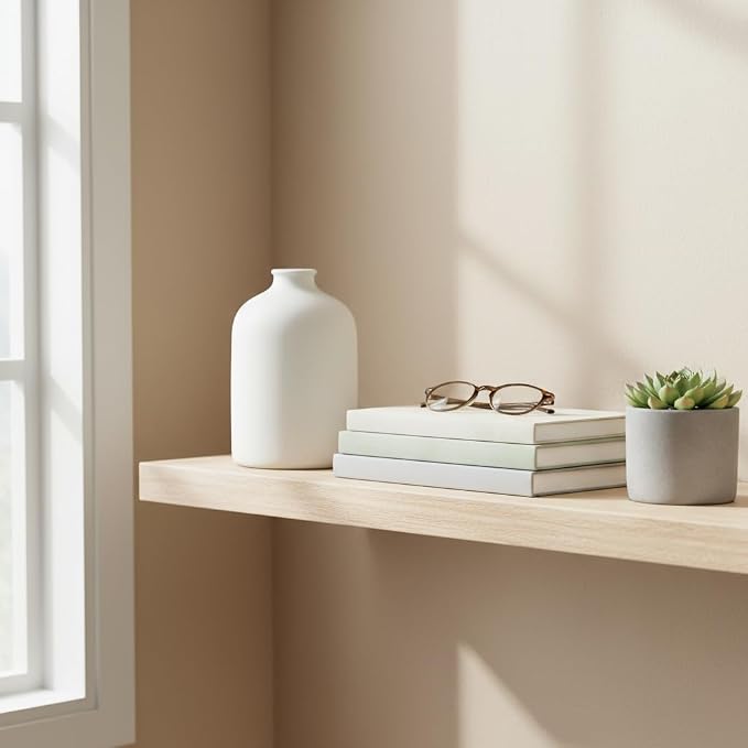 Carrot's Den White Ceramic Vase, Matte Textured Entryway Table Decor | Textured matte finish, 7 in tall. Holds olive branches, eucalyptus, or dried greenery on a coffee table or shelf.