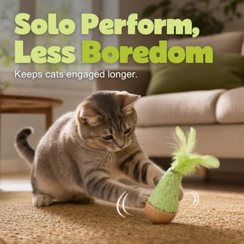 2-Pack Interactive Self-Righting Wobble Cat Toy with Feather (Set)