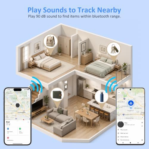 Bluetooth Tracker Tags for iOS & Android | Dual Compatibility with Apple Find My & Google Find Hub - Wireless Locator for Keys, Wallet, Pets, Luggage