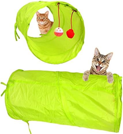 Youngever 24 Cat Toys Kitten Toys Assortments, 2 Way Tunnel, Cat Feather Teaser - Wand Interactive Feather Toy Fluffy Mouse, Crinkle Balls for Cat, Puppy, Kitty, Kitten