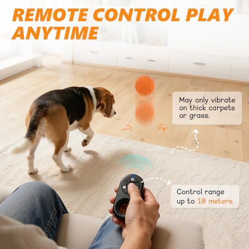 Remote Control Dog Toy Ball, Interactive Self Bouncing E-TPU Ball with 3 Modes (Bounce/Roll), Rechargeable Auto Moving Toy for Small Medium Large Dogs, Keeps Them Busy, ORG&BLU