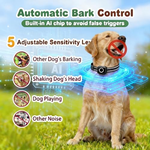 3-in-1 Dog Training Collar with Remote,Bark Collar,Shock Collar for Dogs | 3300Ft Range, Beep/Vibration/Shock Modes, Rechargeable, IPX7 Waterproof,Safety Lock, e Collar for Small/Medium/Large Dogs
