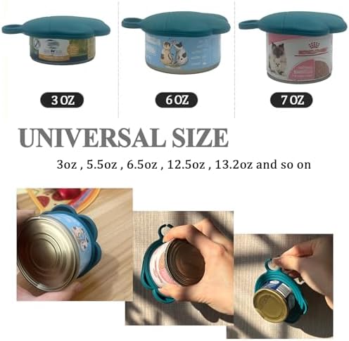 Cat Food Can Spoon & 3 Pcs Can Lids | Cute Paw Shape Covers & Opener for Wet Food | Universal BPA Free Silicone for Cats and Dogs Food(Dark Blue)