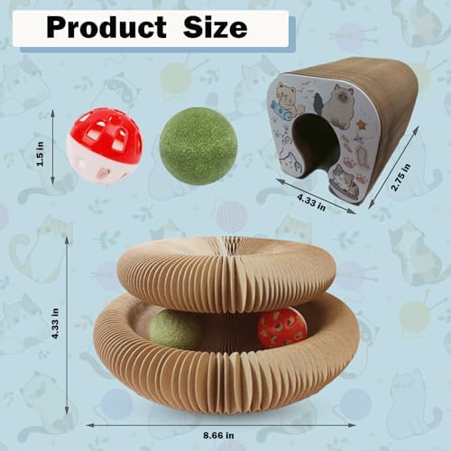 Ultimate Interactive Mental & Physical Exercise Kitten Toys for Indoor Cats Scratcher Toy Magic Organ Cat Toy with Ball Kitty Kurlz Stimulating Cat Toys Interactive Shape Shifting Catnip Toy