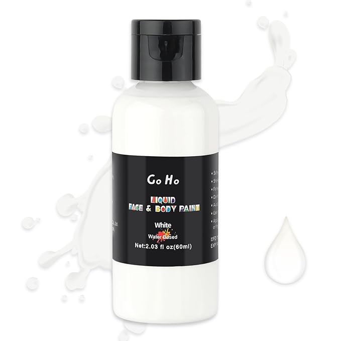 Go Ho Liquid White Face & Body Paint - Water Based, Special FX & Halloween Makeup