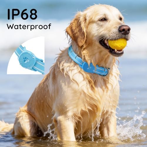 Upgraded AirTag Dog Collar, IP68 Waterproof Holder, Small Blue