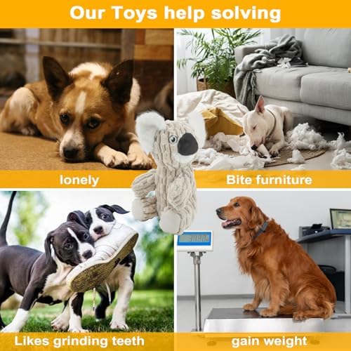 HDSMNGY Dog Toys for Aggressive Chewers, Durable Plush Rope Dog Toy with Squeaky, Interactive Tug Toy for Small Medium Dogs, Teeth Cleaning & Boredom Relief