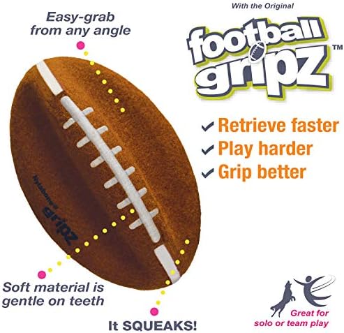 Nylabone Power Play Felt Football Gripz Fetch Toy, Squeaky Ball Chew Toy for Dogs, Large (1 Count)