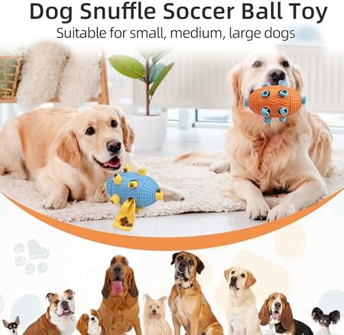 ETIAL Dog Snuffle Soccer Ball Toy, Interactive Dog Foraging Toys for Aggressive Chewers, Mentally Stimulating Slow Feeder Dog Treat Dispenser for Large Medium Small Dog and Puppies (Blue)