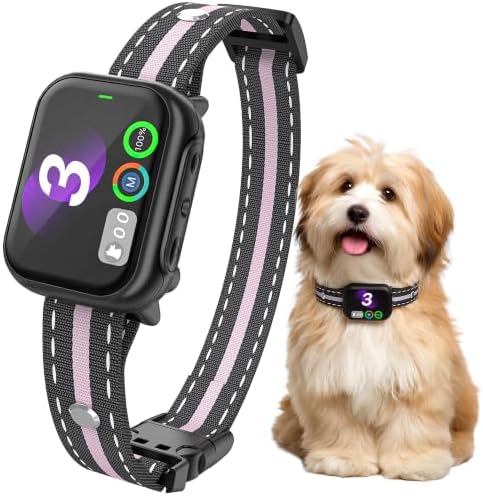 RPZ Automatic Dog Bark Collar for Small Medium Large Dogs 8-150 Lbs, Pink | Rechargeable, bark count tracking, 4 training modes, 3 sensitivity levels, IP67 waterproof, beep, vibration and shock