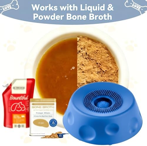 Anti-Choking Slow Feeder Dog Bowl, Interactive Lick Pad with Spinning Ball to Stop Boredom & Separation Anxiety, Food-Grade Silicone Lick Treat Toy for All Breeds Puppies to Large Dogs (Blue)
