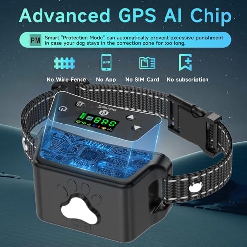 GPS Wireless Dog Fence System & Dog Shock Collar, 2-in-1, No App, Black