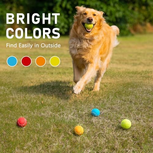 PrimePets Tennis Balls for Dogs 3 Pack 2.5”, Durable Dog Toys for Training, Fetch & Outdoor Play, Squeaky Balls for Dogs Small and Medium with High Bounce, Interactive Pet Fetch Ball