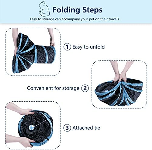 Cat Tunnel, Collapsible Tube with 1 Play Ball Kitty Toys, 3 Ways Cat Tunnels for Indoor Cats, Puppy, Kitty, Kitten, Rabbit
