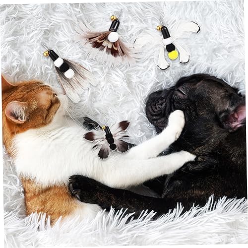 FRCOLOR 6pcs Interactive Cat Teaser Replacement Toys Bell Realistic for Indoor Play Easy to Switch Between Cat Wands Variety for Pet Entertainment