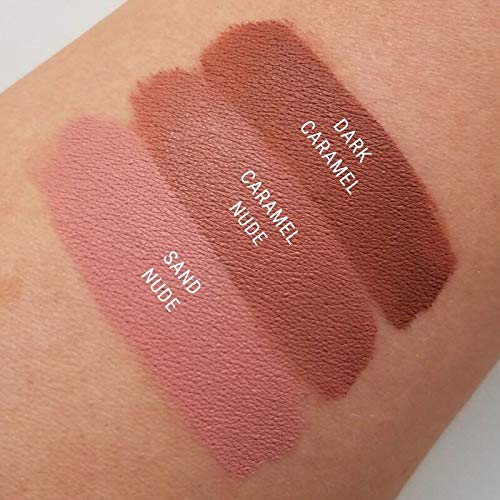 Aromi Matte Liquid Lipstick | Long Lasting, Waterproof, Sand Beige Lip Shade, Tan, Smudge + Transfer Proof, Gluten Free, Vegan Makeup (Caramel Nude)