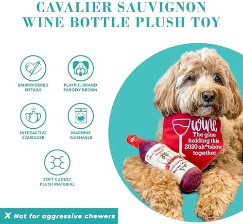 Haute Diggity Dog Cavalier Sauvignon Plush Dog Toy, Wine Parody Chew Toys