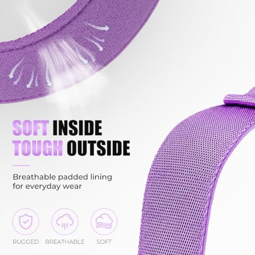 Tactical AirTag Dog Collar with Holder for Medium Large Dogs, Purple, L