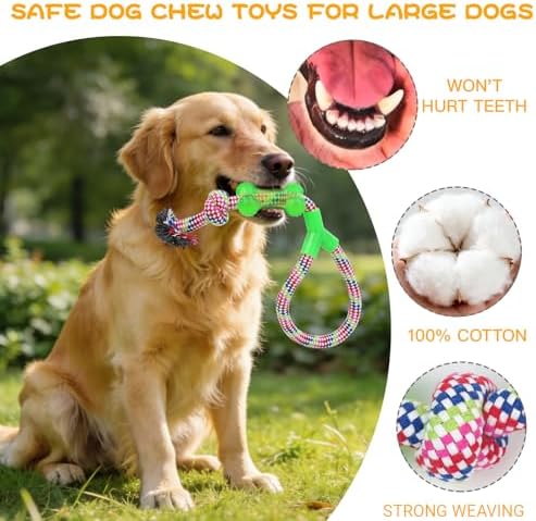 Dog Teething Chew Toys - 12 Pack Small Medium Breed Puppy Toy, Variety Dogs Rope Chew Toys Bundle for Boredom,Pet Interactive Squeaky Toys. Indestructible Cotton Puppy Teething Chew Tug Toys