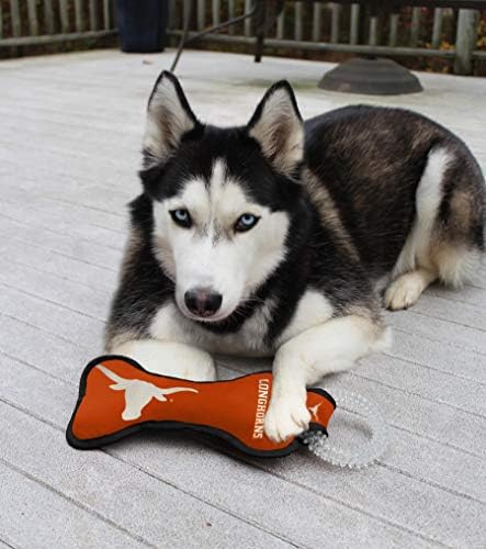 Pets First NCAA Texas Longhorns Dental Dog TUG Toy with Squeaker. Tough PET Toy for Healthy Fun, Teething & Cleaning Pets Teeth & Gum