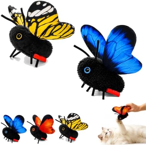 Smart Sensing Flapping Butterfly Toy Interactive Cat Teaser Toy，2pcs AC