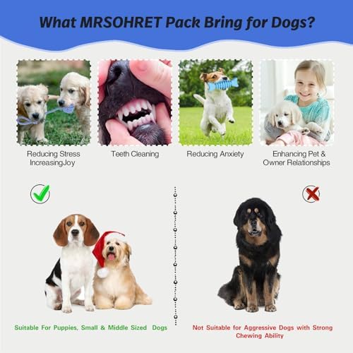 MRSOHRET 20Pcs Puppy Chew Toys - Blue Puppy Chew Toys Bundle for Teething, Puppies Teething Toys with Durable Rope Rubber Ball, Pet Interactive Toys for Small Medium Dogs with Basket