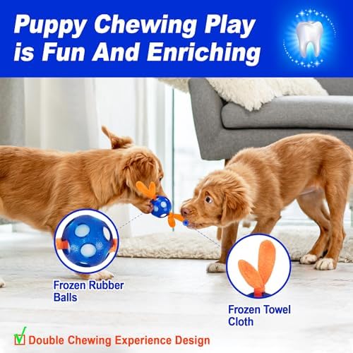 ADDPETS 4 Pack Frozen Puppy Toys to Keep Them Busy to Relieve Teething Pain,Chew Toys for Puppies 0-6 Months Relieve Teething Itch, Puppy Teething Rings to Release Excess Energy