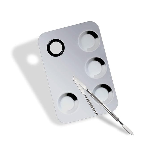 Upgrade Mixing Makeup Palette, Stainless Steel Palette With Spatula Tool for Mixing Cosmetic and Pigment, Nail-art