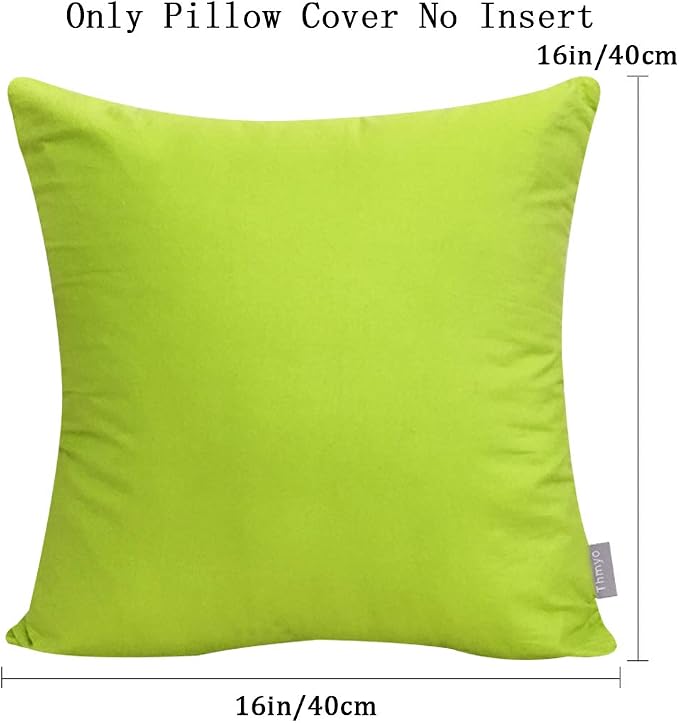 Thmyo 4-Pack 100% Cotton Comfortable Solid Decorative Throw Pillow Case, Square Cushion Cover Pillowcase Sublimation Blank Pillow Covers DIY Throw Pillowcase for Sofa(16x16 inch/ 40x40cm,Light Green)