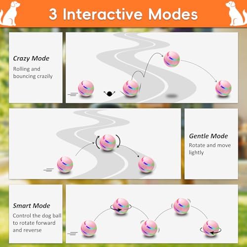 Smart Interactive Dog Ball, Interactive Dog Toys with Remote Control, Automatic Moving Pet Ball for Medium and Large Dogs, TPU Material, Rechargeable Vibrating Bouncing Pet Toy