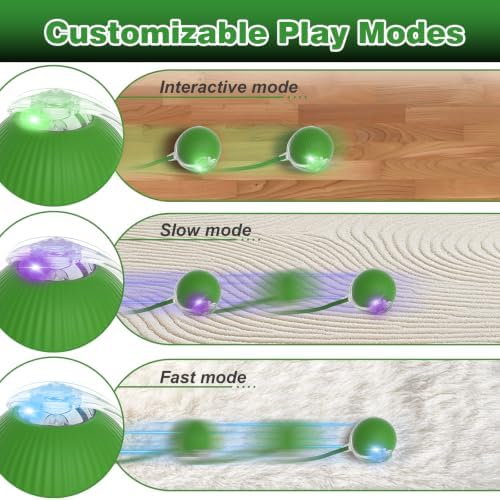Automatic Interactive Rolling Cats Toys Ball for Indoor, Electric Automatic Rolling Pet Toy, 360° Smart Interactive Rolling Dog Ball Durable and Safe Material for Cat and Dog(Green)