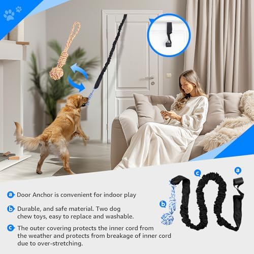 LOOBANI Outdoor Bungee Tug Toy, Interactive Dog Door/Tree Hanging Toys