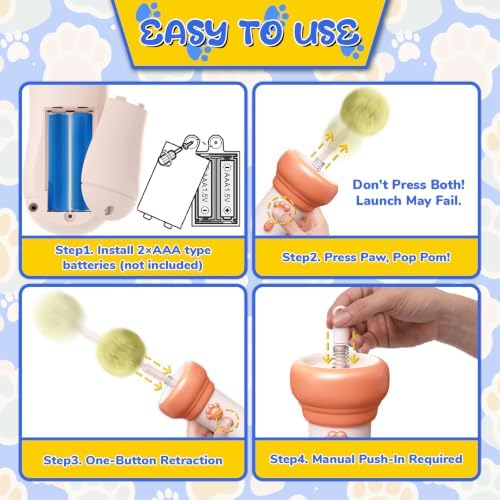 Cat Fetch Toy Launcher with Fuzzy Ball & Electric Retractable Rope